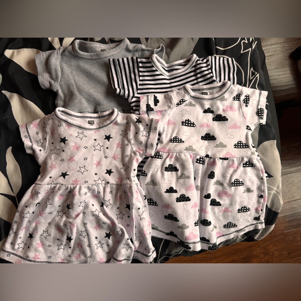 SOLD! Baby Girl Dresses 3–6 Months (4 Pieces) – 100% Cotton